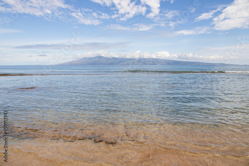Beach at Maui  Hawaii with Pacific Ocean in background
