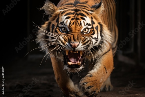 An aggressive tiger runs © ChaoticMind