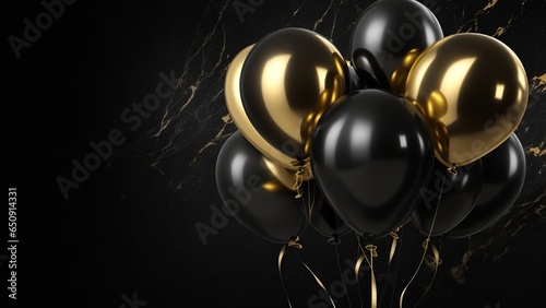 Elegant black balloons on white background, Black Friday concept, shiny balloons, Generative AI