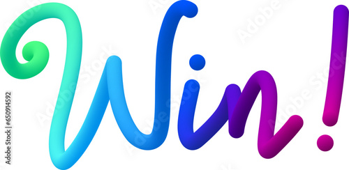 Win fluid 3d twist text made of blended colorful circles.