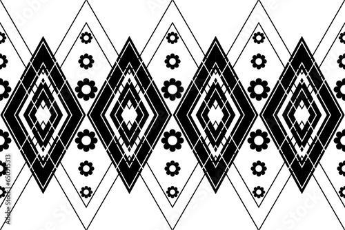 Geometric ethnic black and white colors oriental pattern traditional Design for background,carpet,wallpaper,clothing,wrapping,fabric,Vector illustration.embroidery style.