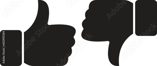 Thumb up and thumb down flat icon. Vector illustration