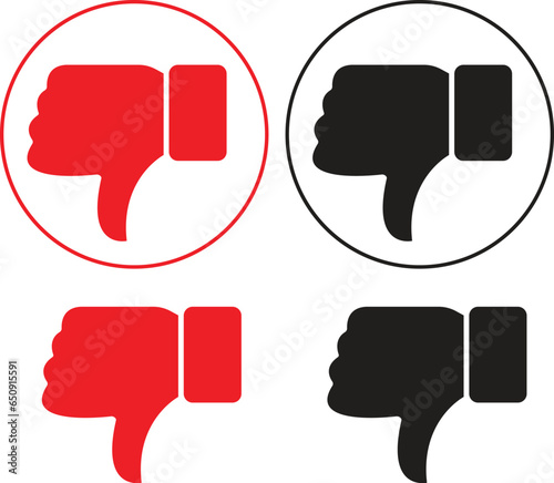 Thumb up and thumb down flat icon. Vector illustration