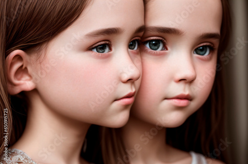Portrait of two beautiful little twin girls
