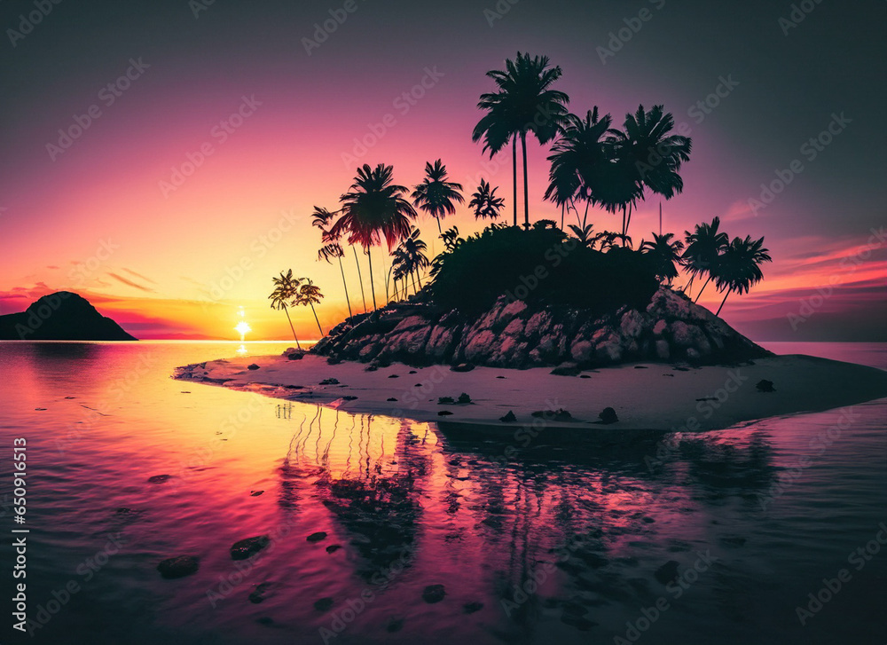 custom made wallpaper toronto digitalSunset: A beautiful tropicl island in the middle of the ocean