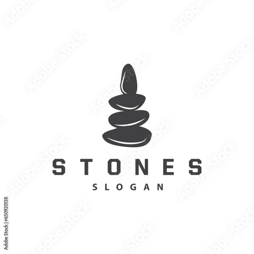 Stone Logo, Premium Elegant Design, Stone Balance Vector, Stepping Rock Walking Icon Illustration Design photo