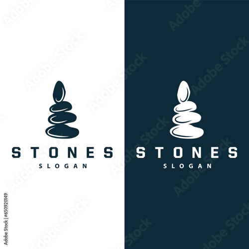 Stone Logo, Premium Elegant Design, Stone Balance Vector, Stepping Rock Walking Icon Illustration Design photo