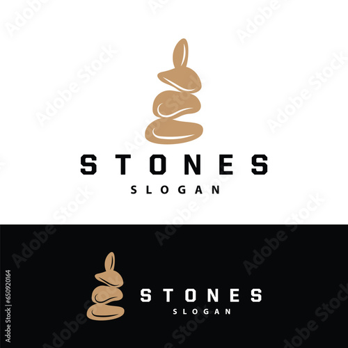 Stone Logo, Premium Elegant Design, Stone Balance Vector, Stepping Rock Walking Icon Illustration Design photo