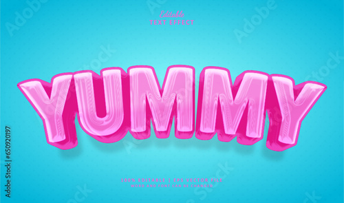 Yummy Text Effect Style. Editable Text Effect Style Foil Plastic.