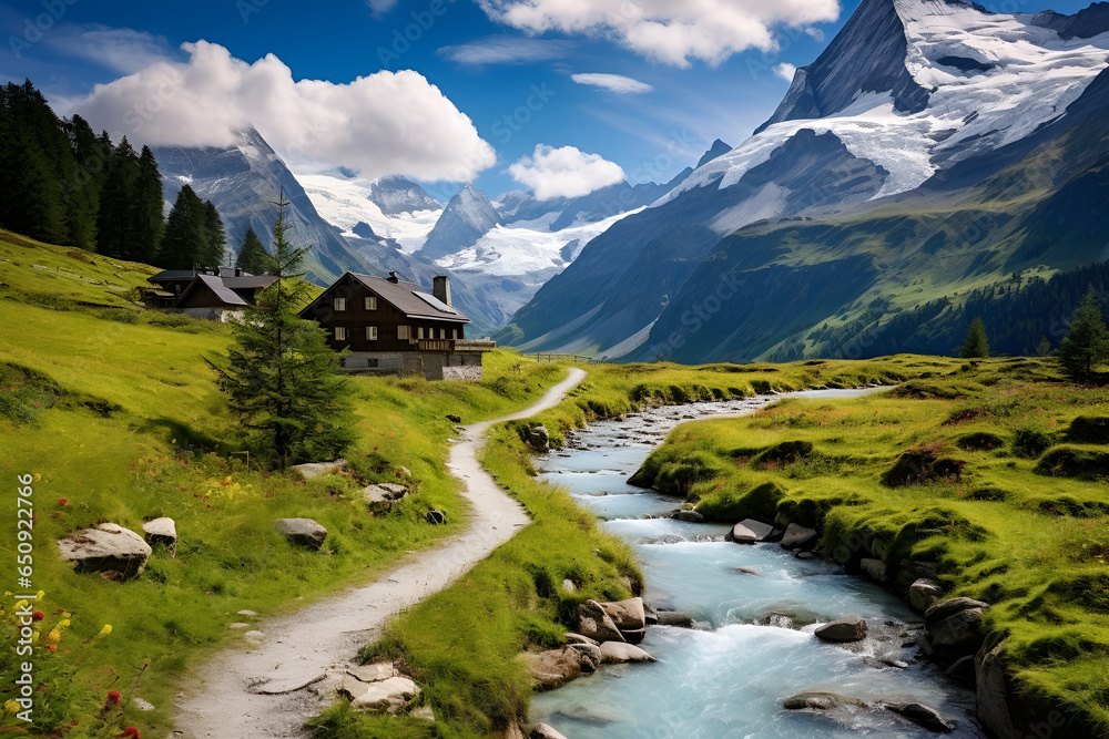 landscape with river and mountains