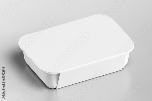 White plastic box for your design and logo, Mock Up. with clipping path. 3D illustration, 3D rendering. 
