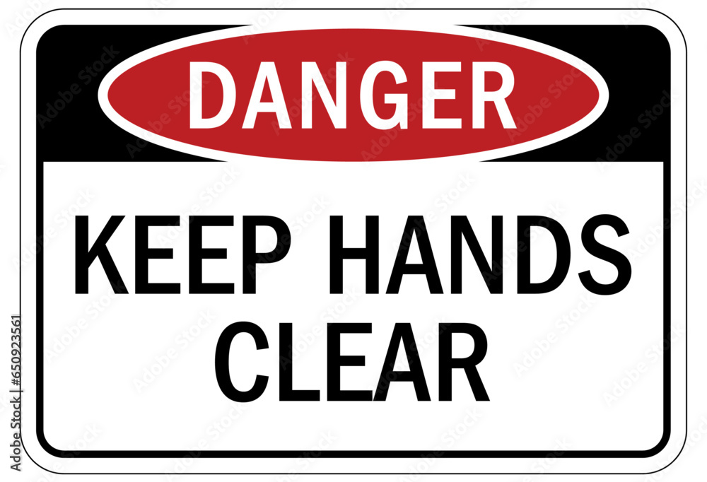 Keep hands clear warning sign and labels Keep hands clear warning sign and labels