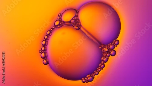 Top view of soap bubbles  on color background