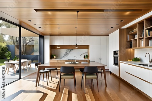 The renovation of a modern home extension in Melbourne includes the addition of a deck, patio, and courtyard area photo