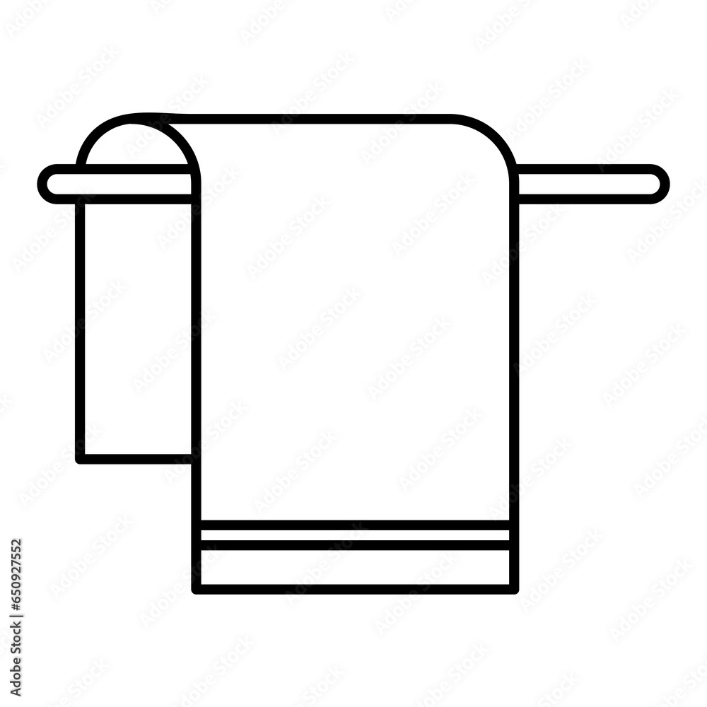 Towel and hanger rack line icon. Hanging towel outline vector flat illustration on white background..eps Towel and hanger rack line icon. Hanging towel outline vector flat illustration on white background..eps