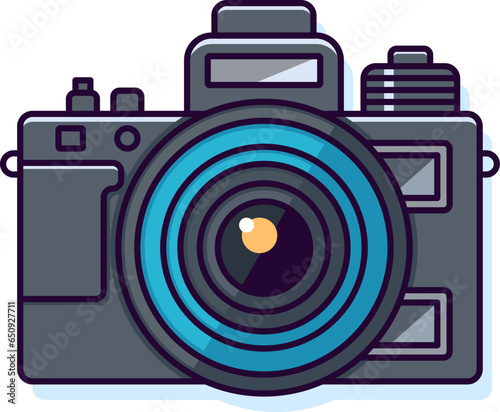 Photo Camera Vivid Flat Image. Perfect for different cards, textile, web sites, apps 