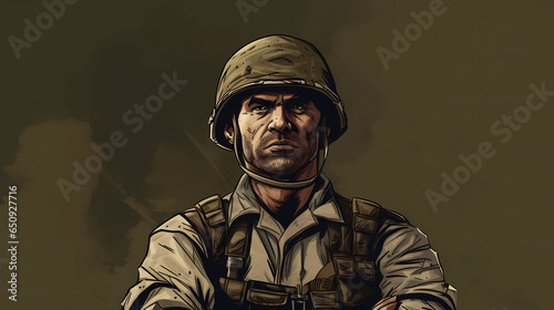 Hand drawn cartoon soldier illustration
