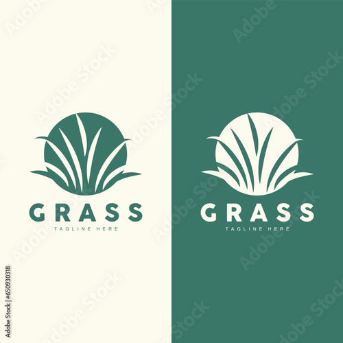Green Grass Logo Design, Farm Landscape Illustration, Nature Design