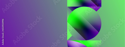 Serene gradient template. Circles and triangles mingle in minimalist perfection. Gentle fusion of forms and hues creates balanced yet captivating backdrop, embodying modern sophistication