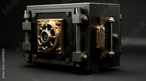 A detailed image of a securely locked, classic safe, illustrating the concept of safeguarding valuables and important documents. Generative AI.