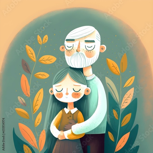 father and mother Storybook Illustration Cool Color Palette 