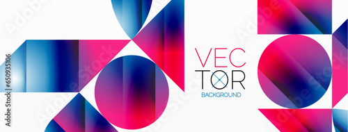 Serene gradient template. Circles and triangles mingle in minimalist perfection. Gentle fusion of forms and hues creates balanced yet captivating backdrop, embodying modern sophistication