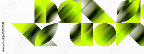 Serene gradient template. Circles and triangles mingle in minimalist perfection. Gentle fusion of forms and hues creates balanced yet captivating backdrop, embodying modern sophistication