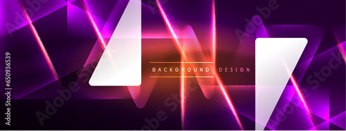 Vibrant Geometric Neon Shiny Line Background. A Bold and Stunning Display of Shapes, Lines, Colors, and Glow, Perfect for Futuristic Modern Designs, Hi-tech Presentations, Technology Web Pages