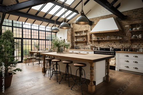 Step into the captivating blend of vintage charm and industrial elegance, as the timeless beauty of a modern kitchen unveils its captivating design and alluring style.