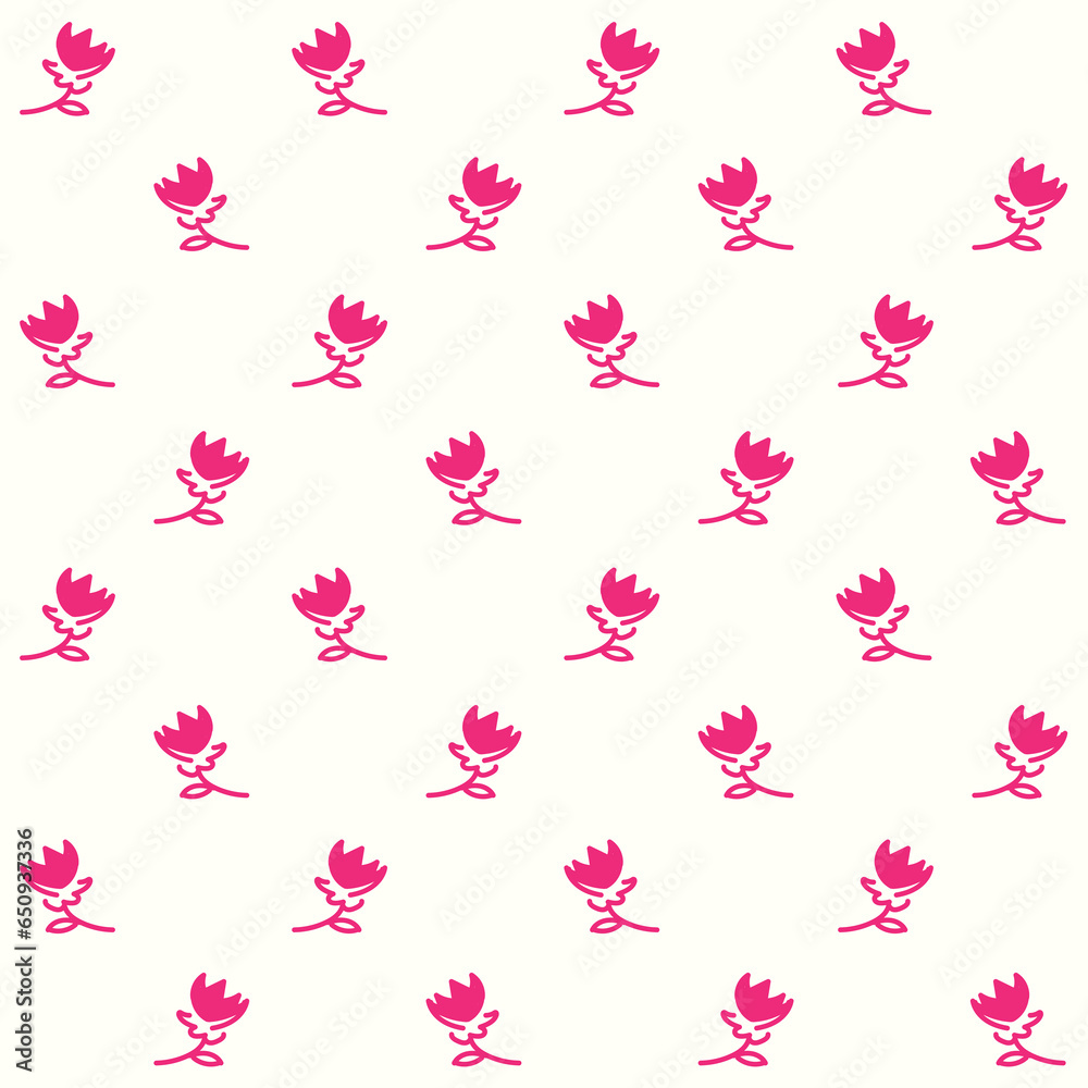 Hand Drawn Abstract Rose Vector Seamless Pattern