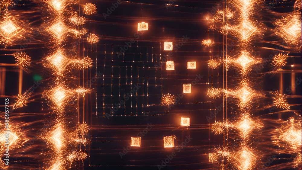 Abstract christmas background with bokeh defocused lights and stars 