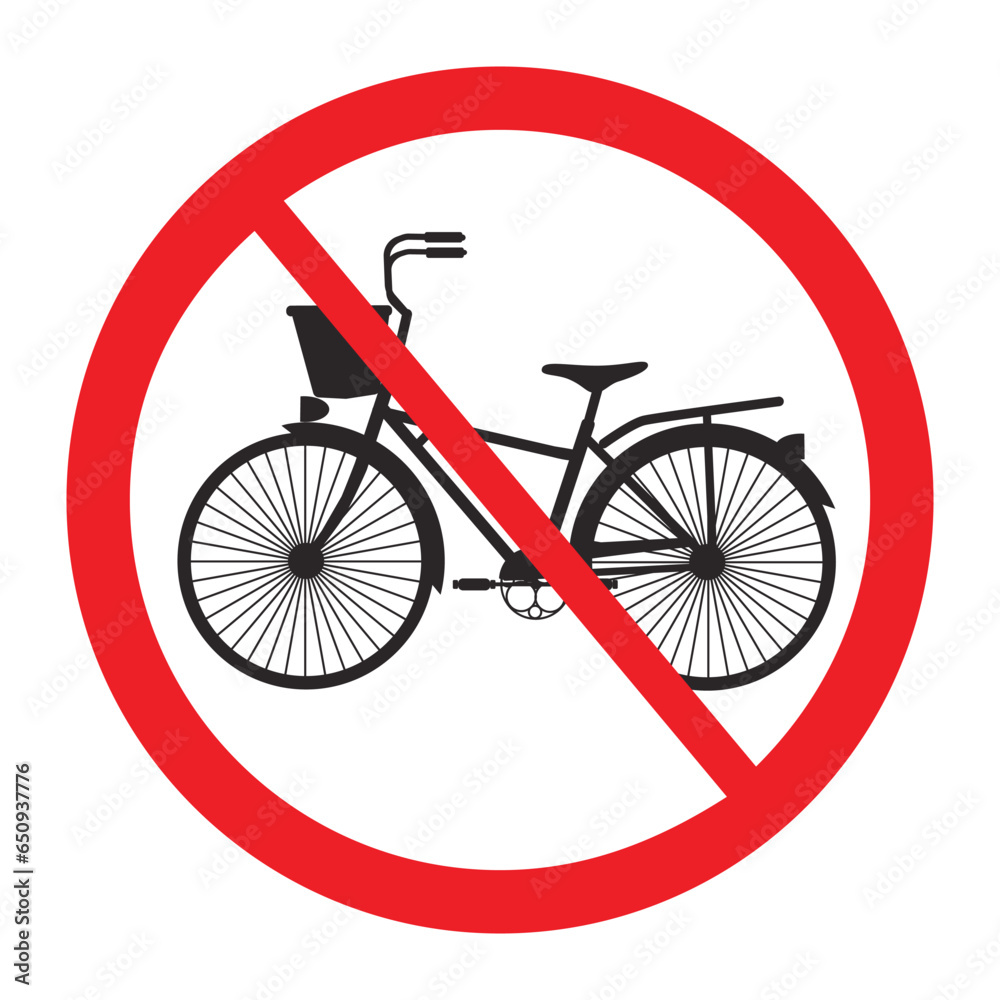 No bicycles warning sign white background No bicycles warning sign white background