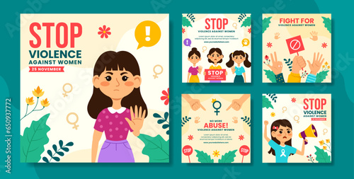 Violence Against Women Social Media Post Illustration Flat Cartoon Hand Drawn Templates Background