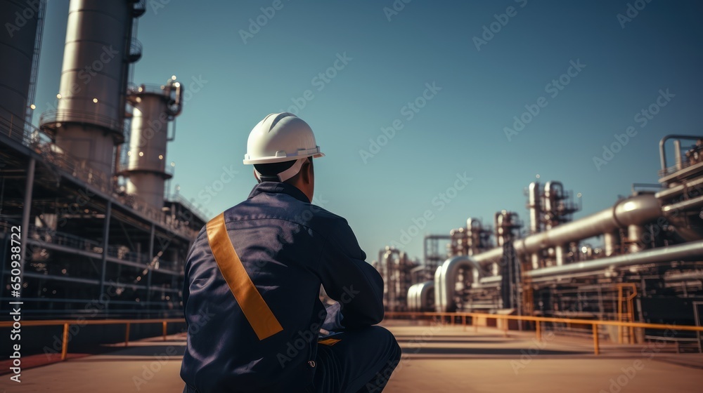 Technician in a hard hat working to checklist petroleum gas pipes for transportation in station petroleum oil. Technician in a hard hat working to checklist petroleum gas pipes for transportation in station petroleum oil.