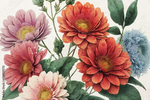 Wallpaper Mural Beautiful colorful watercolor floral illustration Torontodigital.ca