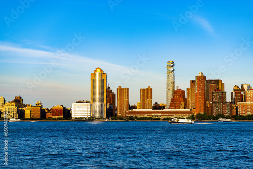 manhattan skyline. new york city of america. skyscraper building of nyc. ny city architecture. midtown manhattan at hudson riverside. metropolitan city. cityscape in sunrise. new york downtown