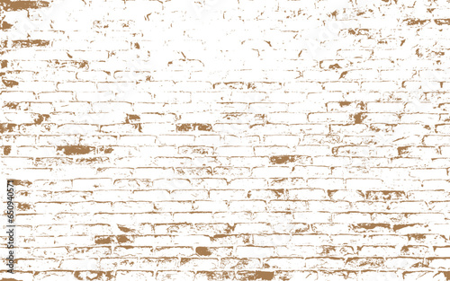 Brown Wall Texture. Old White Shabby Brick Wall Horizontal Background. Brickwall Backdrop. White Brown Stonewall Surface. Vintage Plastered Wall. Retro Grungy Wall. 