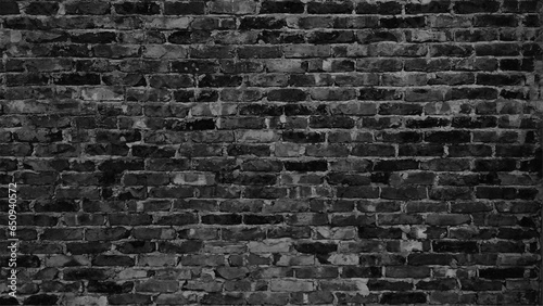 Black grunge brick wall background. Gloomy background, black brick wall