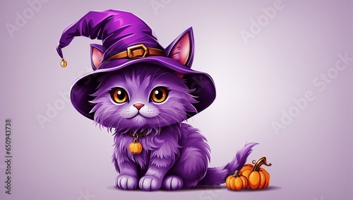 halloween cat with pumpkin (Generative AI)