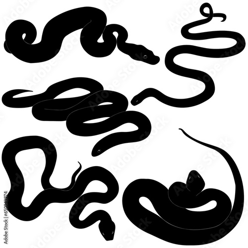 set of snake silhouettes