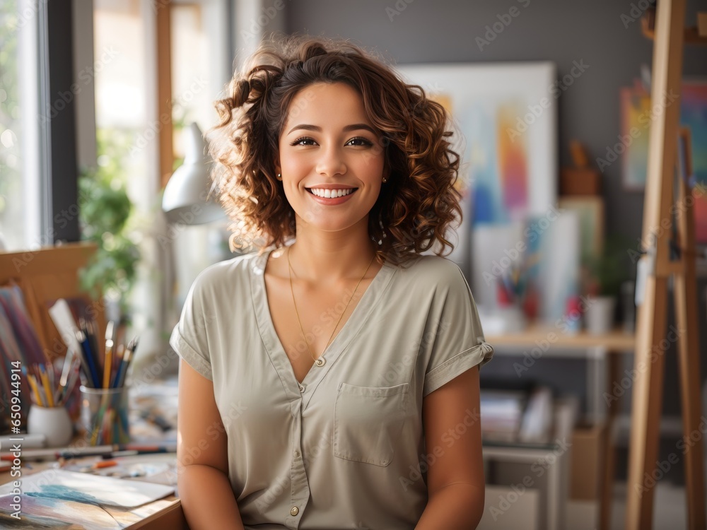 Creative Woman Artist in an Art Studio