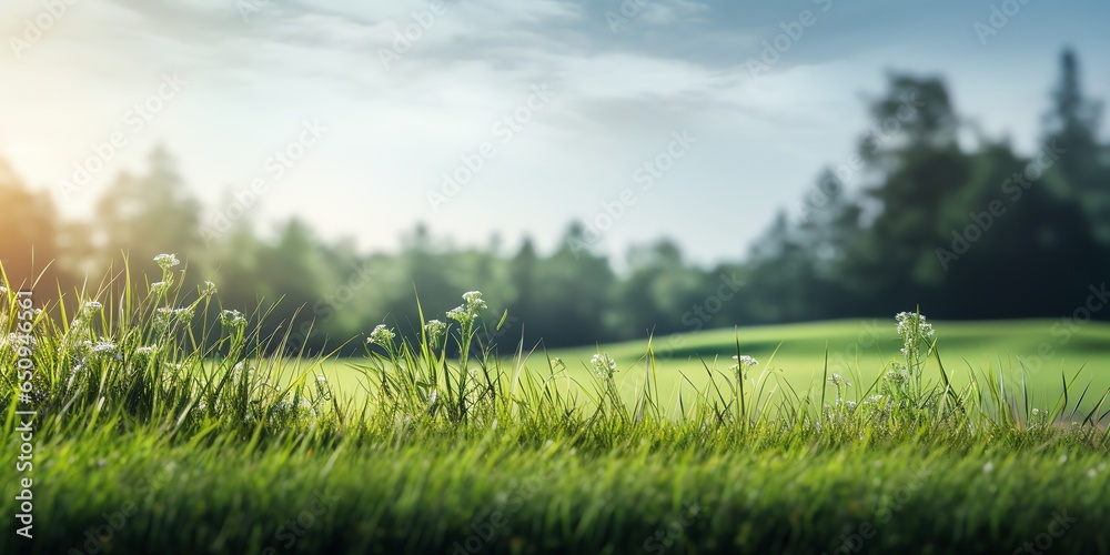 Obraz premium Clean golf course scene with copy space background