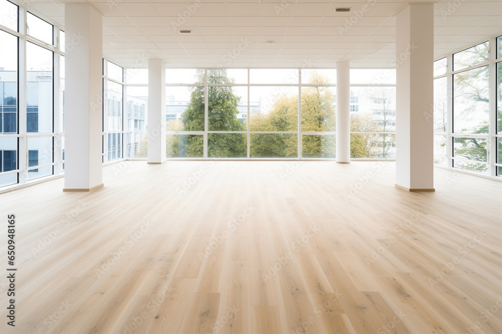 Fototapeta premium Empty interior architecture office loft scenic window city
