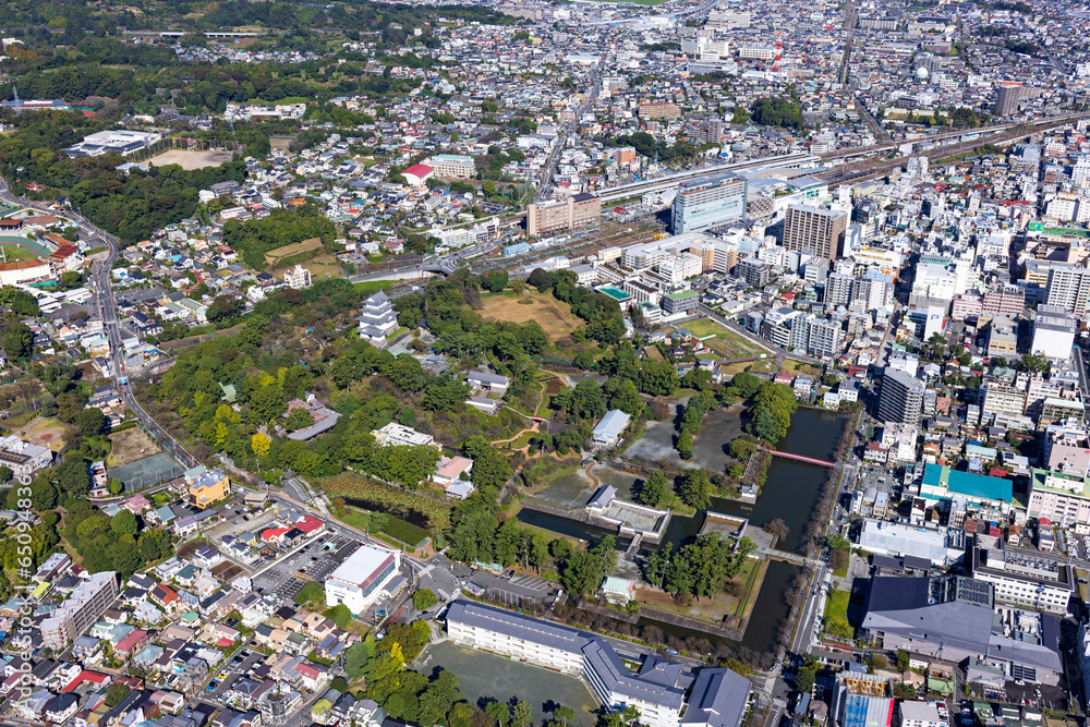 小田原城・歴史的建物・城廓・Aerial view
