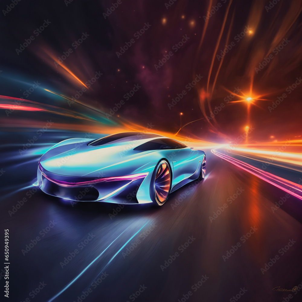 a brand-less generic concept car in futuristic environment a brand-less generic concept car in futuristic environment