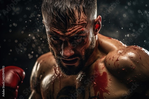 portrait of a boxer in the dark