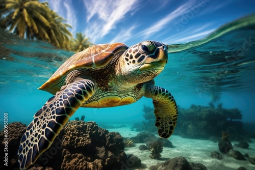 turtle swimming in the sea