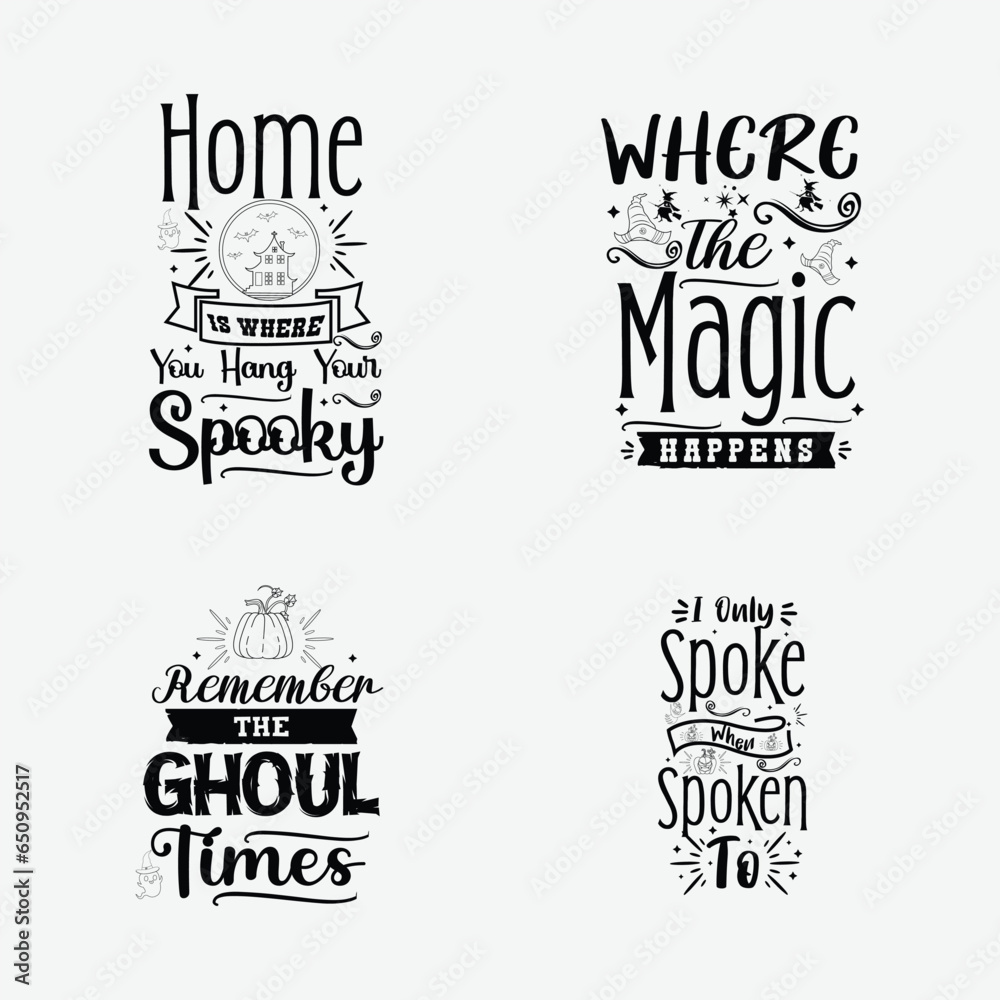 Happy Halloween vector typography set. Set of Halloween celebration collection with retro grunge effect. Halloween Concept for shirt or logo, print, stamp poster, greeting card, party invitation.