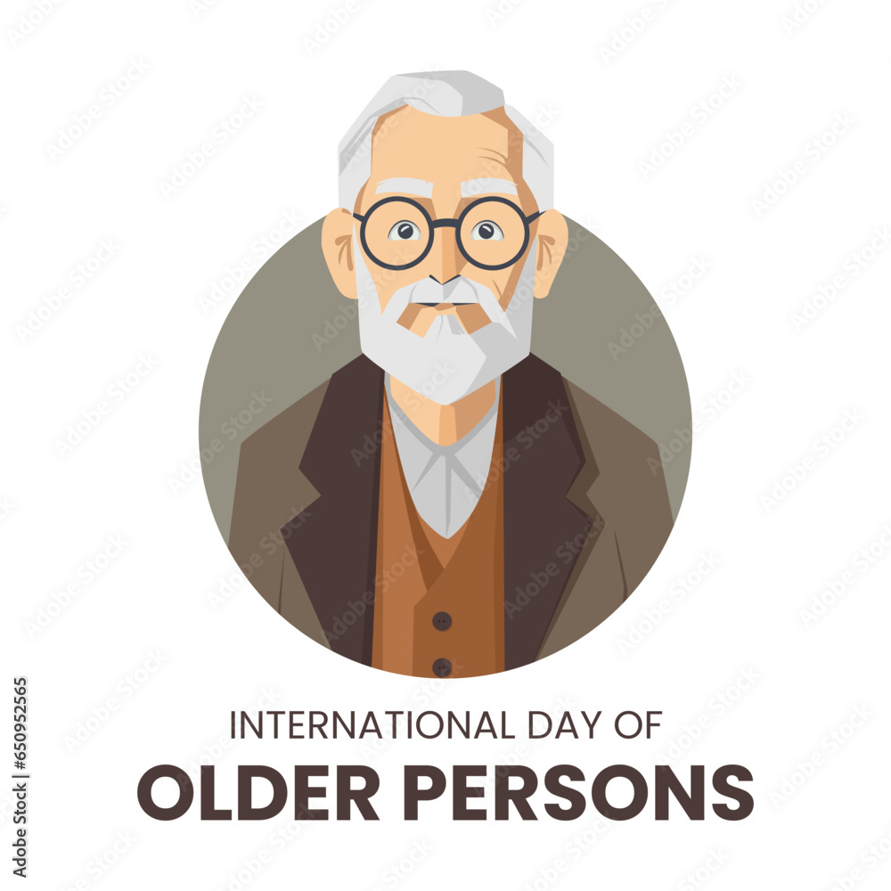 Vector graphic of old man wearing glasses cartoon suitable for International Day of Older Persons Vector graphic of old man wearing glasses cartoon suitable for International Day of Older Persons