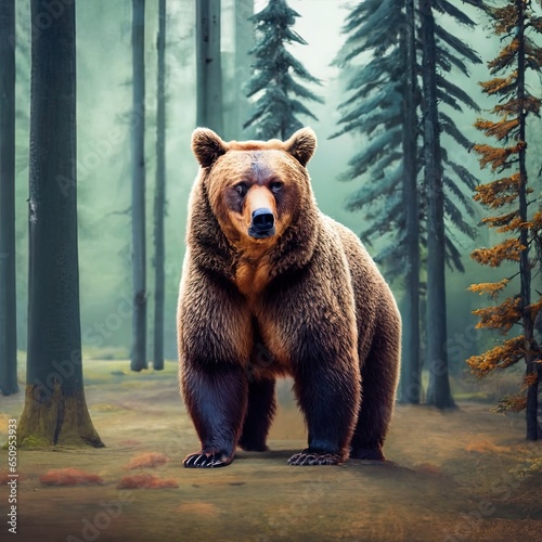 Brown grizzly animal predator big bear concept wildlife forest